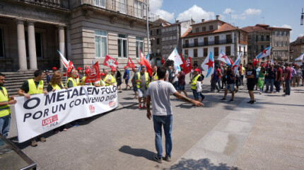 Manifestación na terceira xornada da folga do sector do metal en Pontevedra